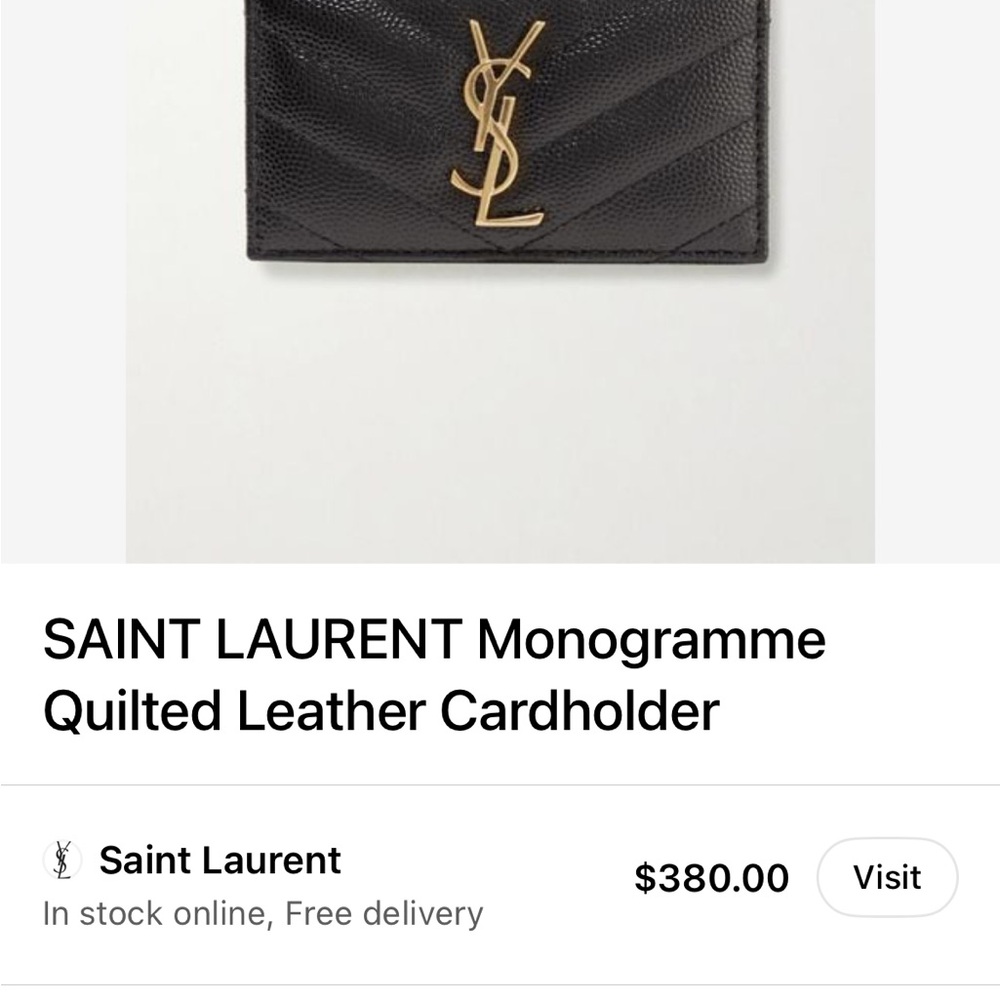 Saint Laurent Black Leather Card Sleeve with Stamped Logo - Picture 4 of 4